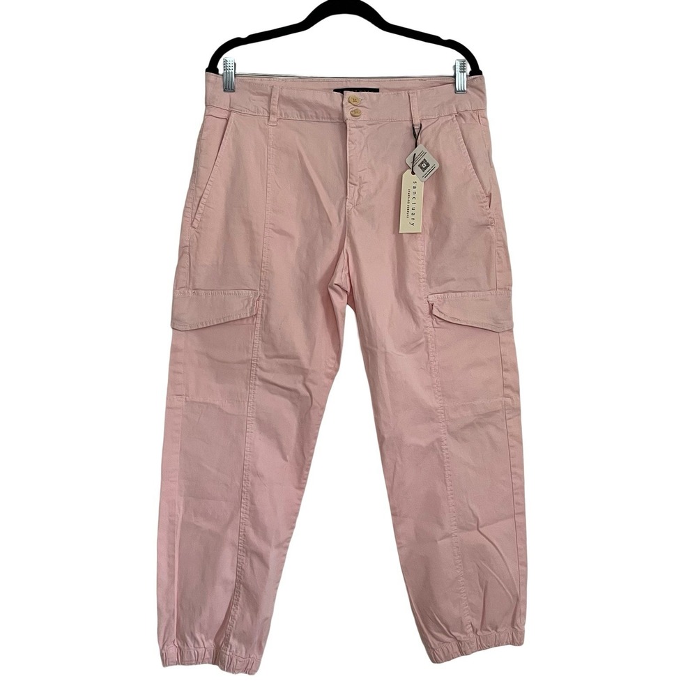 Sanctuary Women's Cargo Pant Joggers Size 31 Light Pink Pockets Cotton Blend New